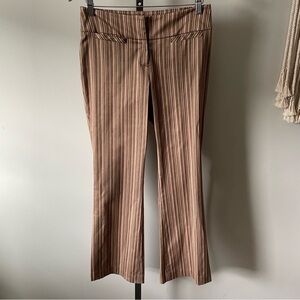 Y2K Vintage Mexx Pinstripe Trouser Pants Brown Tan Striped Size 6 Small